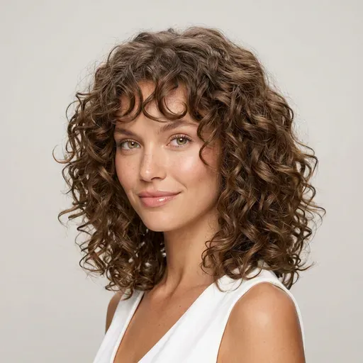 Curly Curtain Bangs example