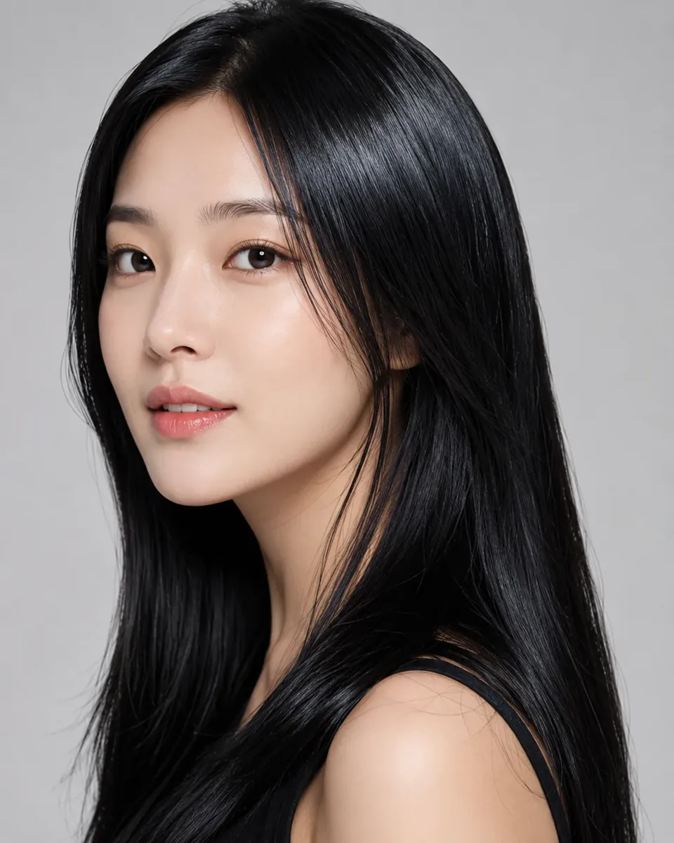 Jet black hair color example