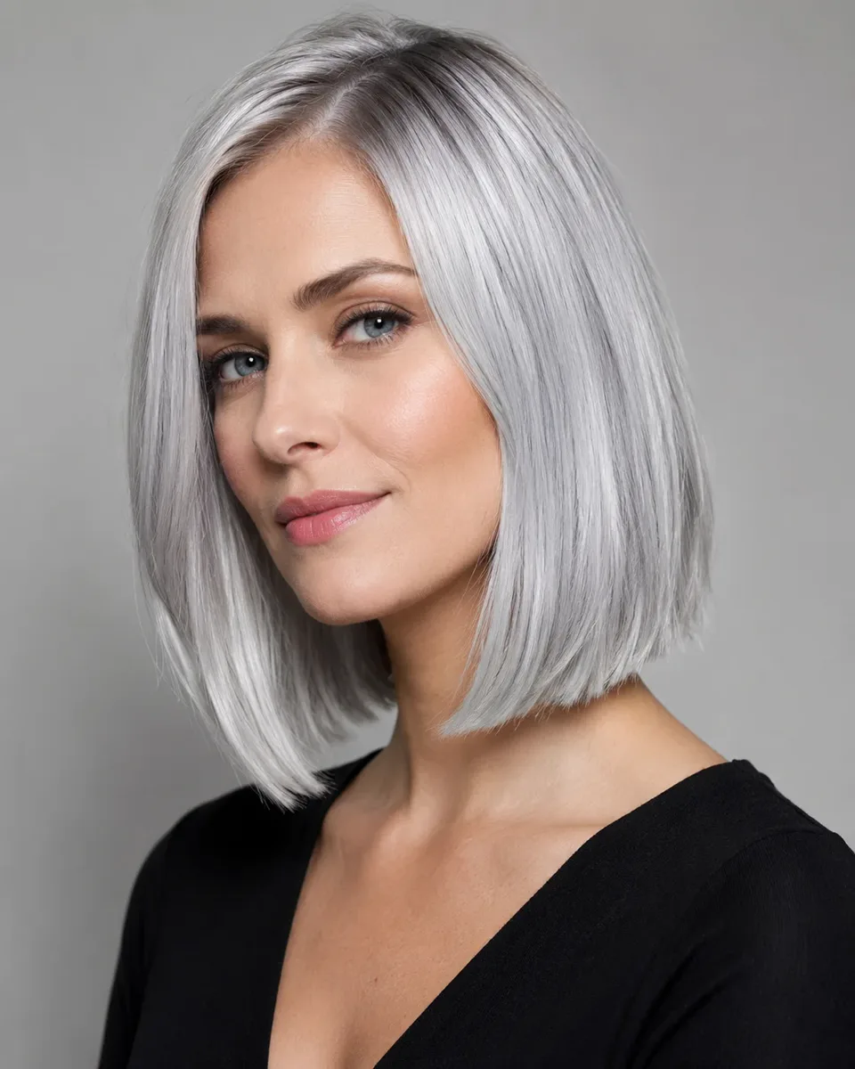 Silver gray hair color example